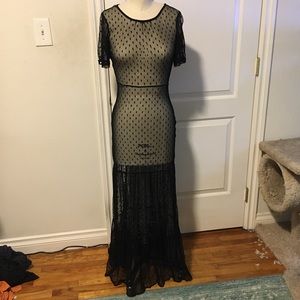 For Love and Lemons Black Polka Dot Maxi XS